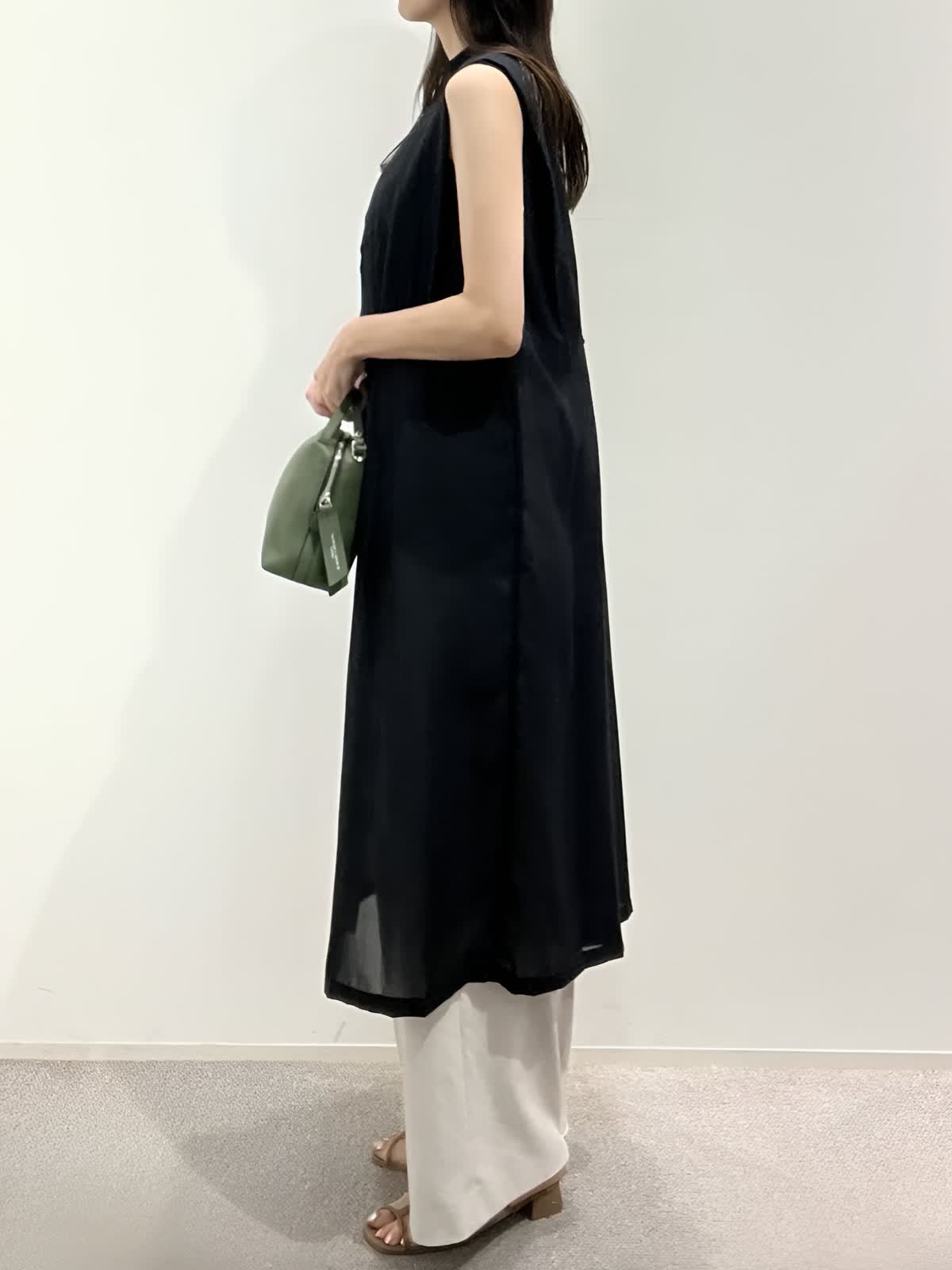 INED イネド ロングジレ 紺 ネイビー ウエストマーク リボン INED イネド ロングジレ 紺 ネイビー ウエストマーク リボン
