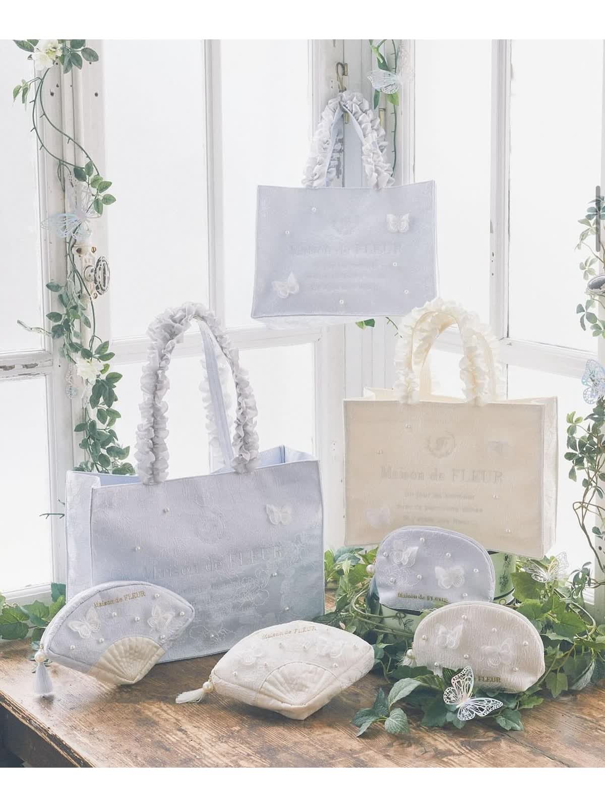 フリルバッグ ポーチ 2点セット ビッグコラコラ ジョリーフルール 黒