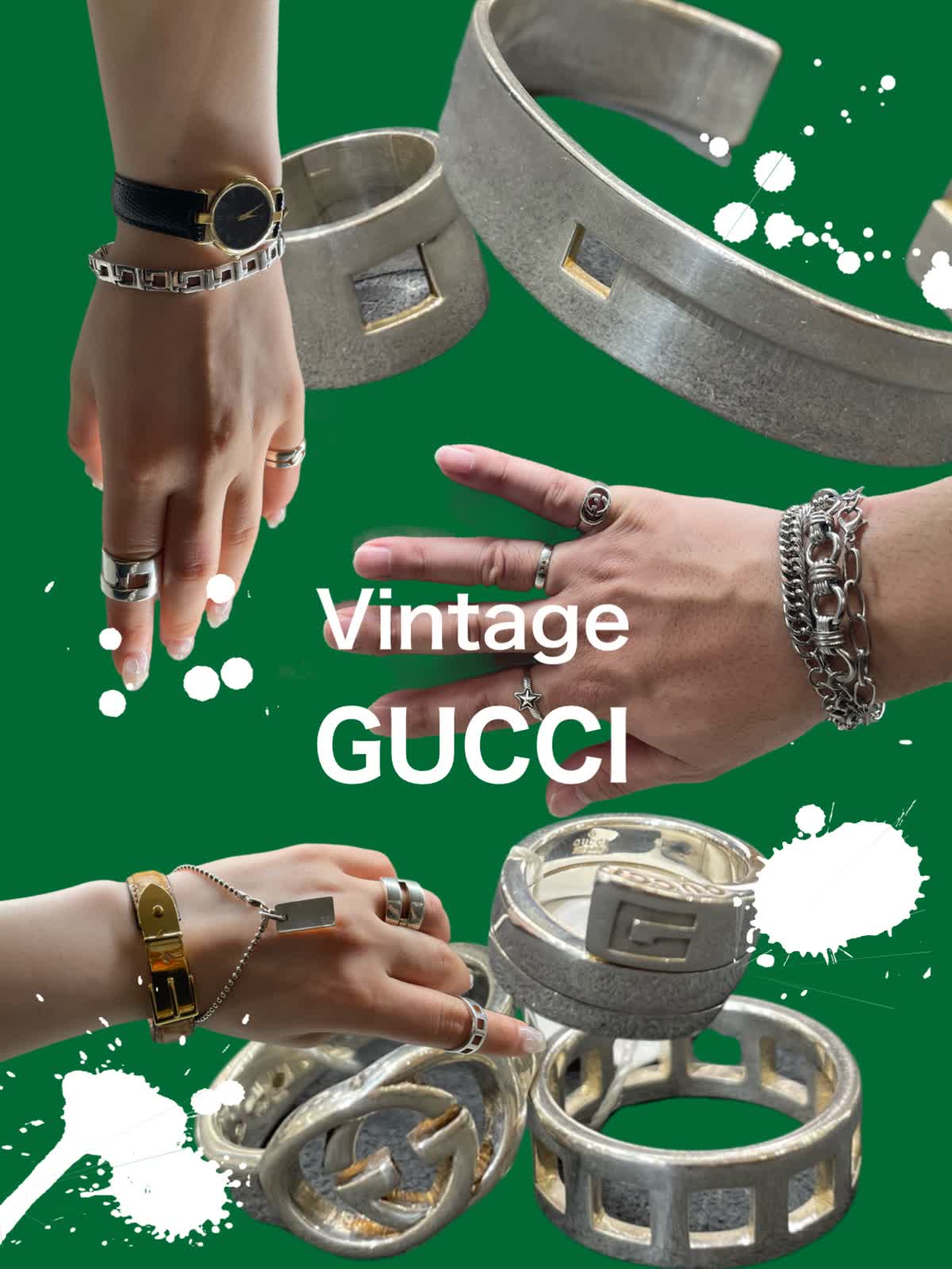 OLD　GUCCI スクエア　コンビ　ブレスレット　ヴィンテージ　vintage OLD GUCCI スクエア コンビ ブレスレット ヴィンテージ vintage