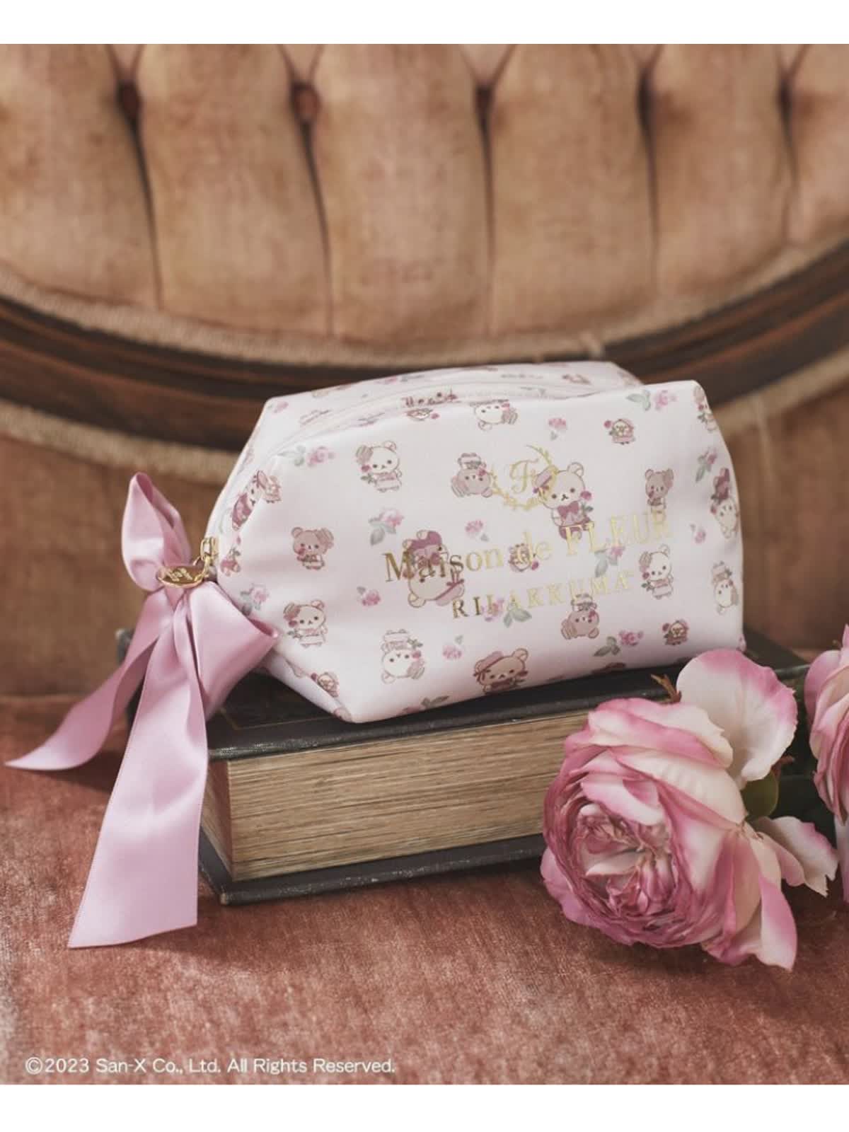 リラックマのママ　なす紺のむら染めにモンステラとピンクのプルメリアのバック Maison de FLEUR ×RILAKKUMA - LUCUA osaka（ルクア大阪）