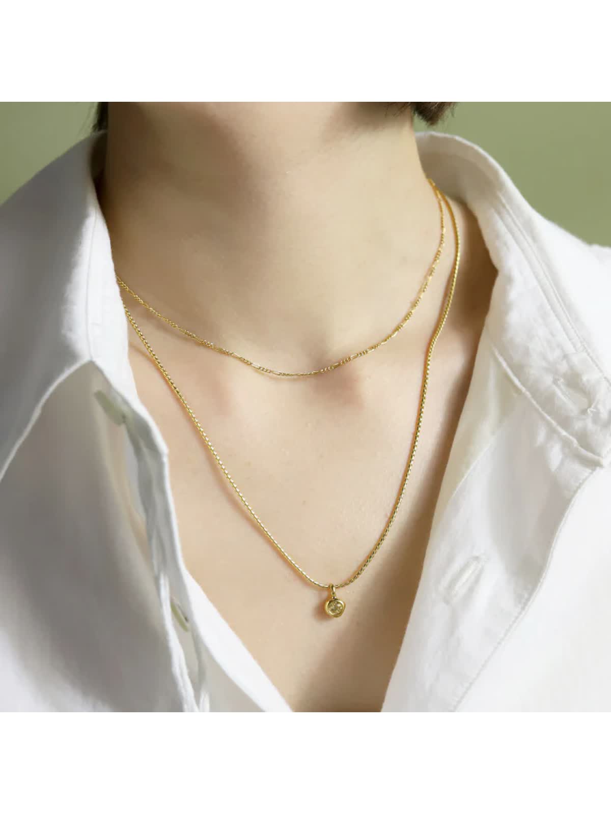 送料関税込【Chained&Able】FIGARO T-BAR ネックレス☆(2色)国発 Figaro Chain T-Bar